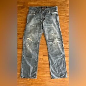 Levi's Men's Light Blue Distressed Straight Jeans